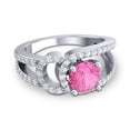 thumbnail image 3 of 2.50 Carat Shiny Round Cut Natural Diamond & Pink Sapphire Gemstone Engagement Ring for Women 18K White Gold Size 4.5 by Diamond-Capitals, 3 of 8