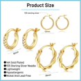 thumbnail image 6 of YEUOYEA 3 Pairs Small Gold Hoop Earrings Set for Women, 14K Gold Plated Hypoallergenic Huggie Hoops, Jewelry Gift, 6 of 7