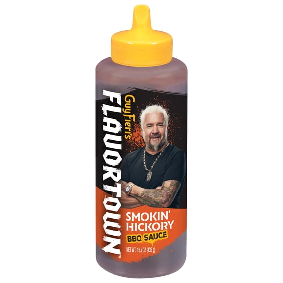 Guy Fieri Flavortown Smokin' Hickory Grilling Sauce, Sweet BBQ Glaze for Brisket Ribs and Pulled Pork, 15.5 oz