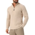 thumbnail image 4 of SUÉTER DE PULLOVER DE CUELLO ALTO PARA HOMBRE INSPIRE CHIC, CON CREMALLERA DE CUARTO, TEJIDO, COLOR BEIGE, 4 of 6