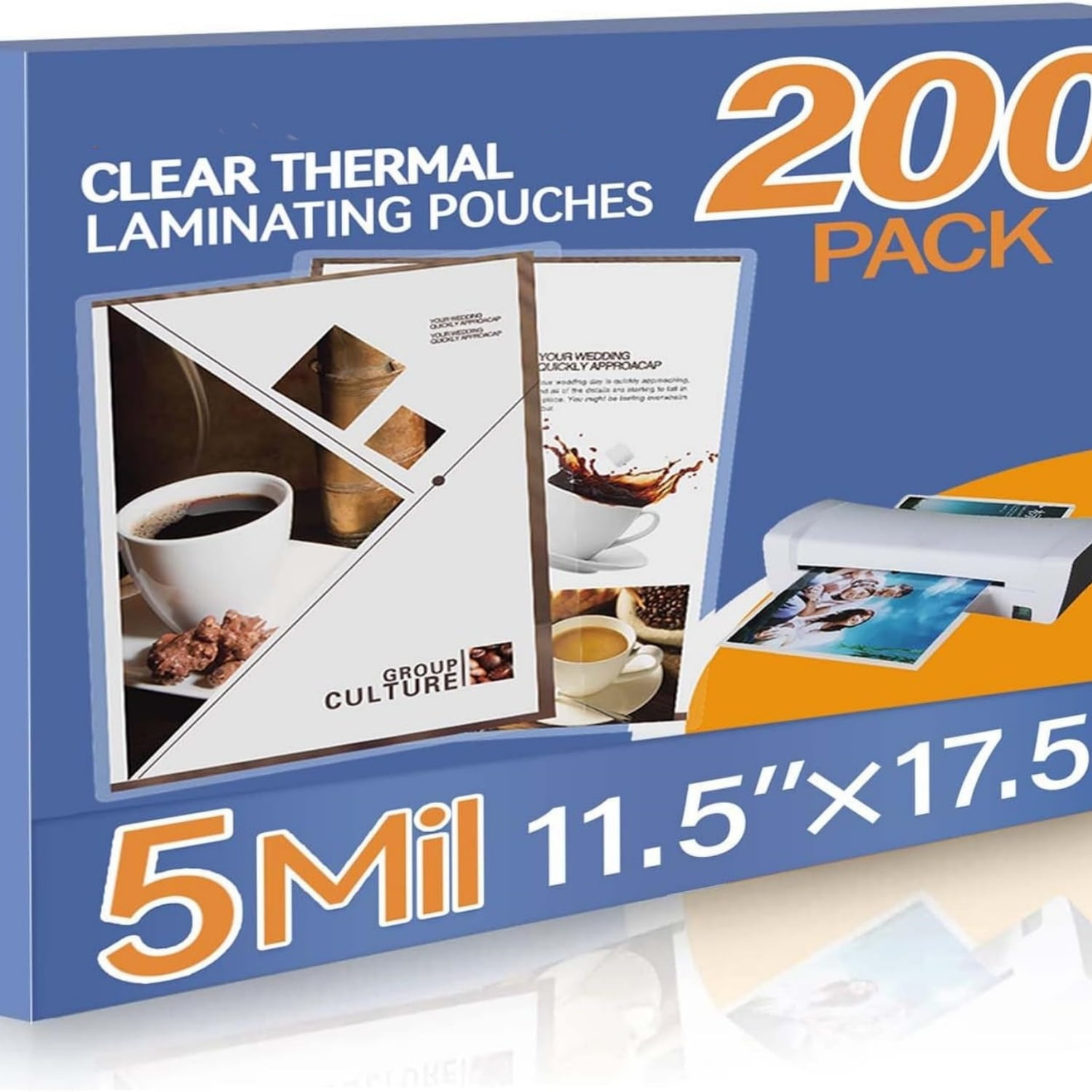 200 Pack Laminating Pouches, Hold 11 x 17 Inch Sheet, 5 Mil Clear Thermal Laminating Paper 11.5 x 17.5 Inch, Round Corner