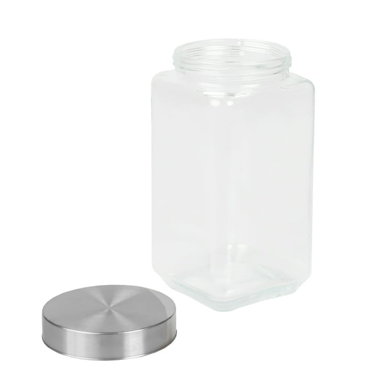 Home Basics 2 Pack of 67 oz. X-Large Square Glass Canister With Stainless  Steel Lid HDC97837-2Pack - The Home Depot