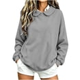 thumbnail image 3 of Lcziwo Womens Peter Pan Collar Sweatshirt Cuffed Long Sleeve Solid Pullover Oversized Casual Fall Winter Outfits Gray,S, 3 of 8