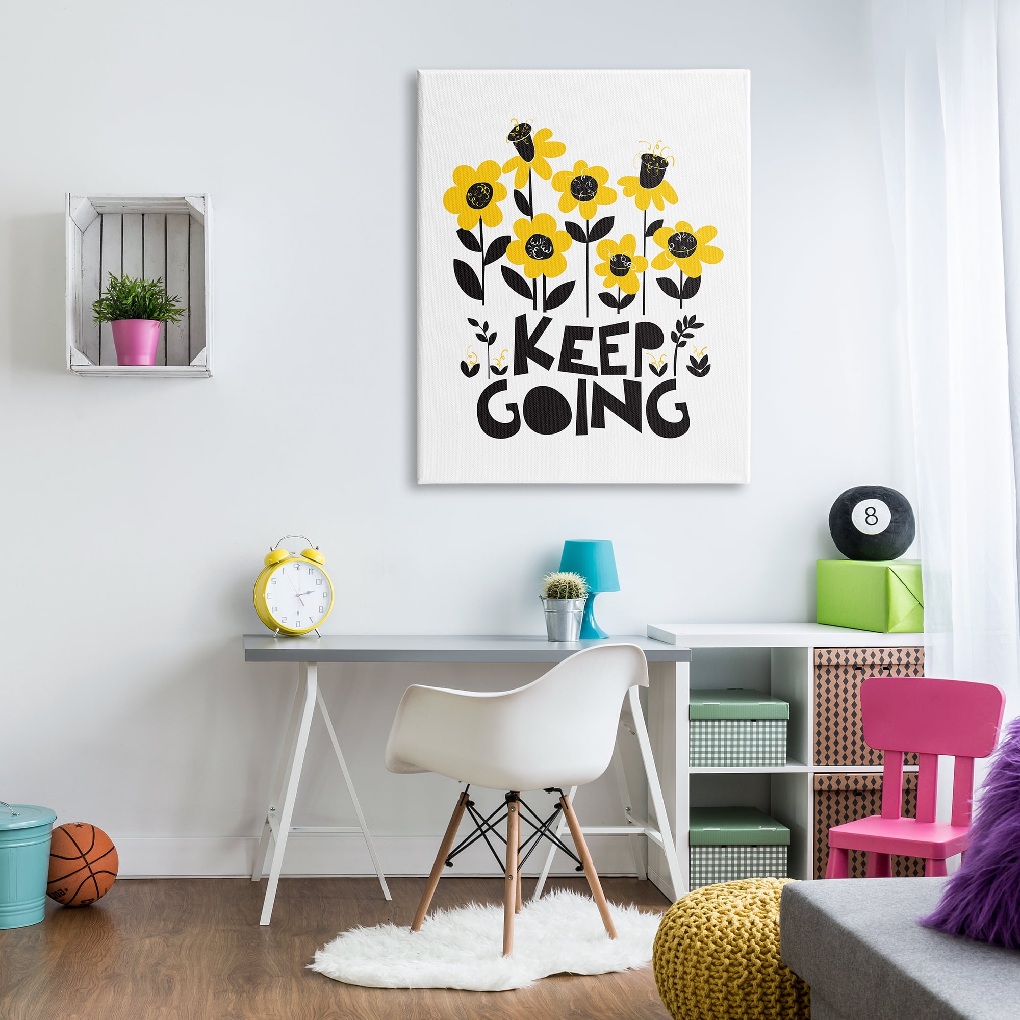 Stupell Industries Keep Going Yellow Flowers Botanical & Floral Painting Gallery Wrapped Canvas Print Wall Art, 36 x 48