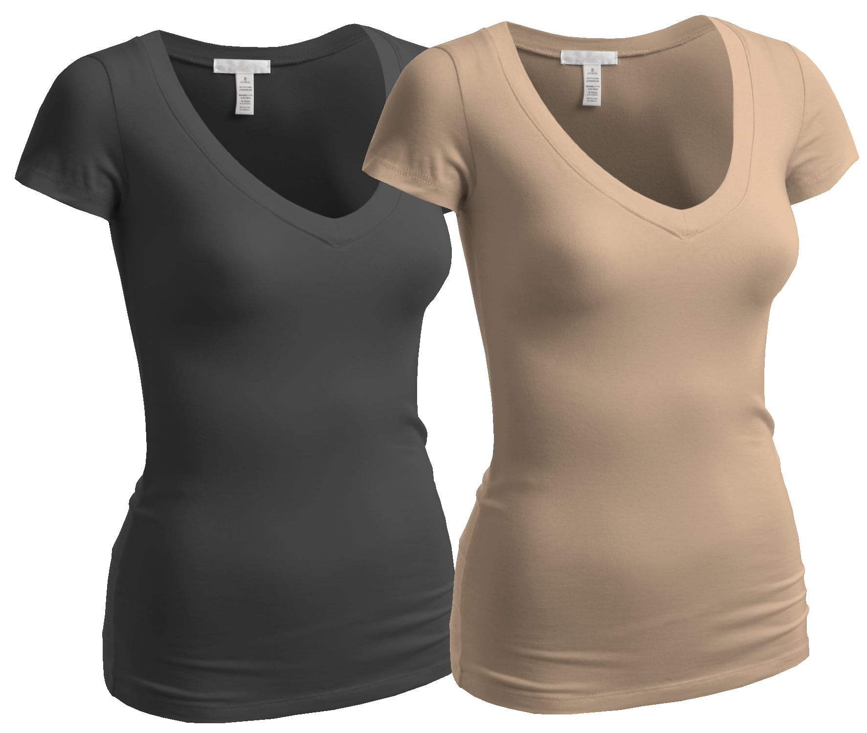 Essential Basic Essential Basic Women's Plain Short Sleeve V Neck T