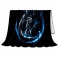 thumbnail image 2 of Magical Black Cat Kitten Under Glowing Blue Crescent, Mystical Pet Portrait Pattern, Warm Flannel Blanket for Living Room and Bedroom, Cat Lovers autumn celebration Gift, Pet Lover Home Decor, 2 of 9
