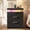 Black, variant on SENYUM Upgrade Fluted Nightstand with Hidden Charging Station, LED Smart Bedside Table, Chasing Light Effect, Night Stands, Wood Side Table, Cozy Modern End Table Accent Table for Bedroom