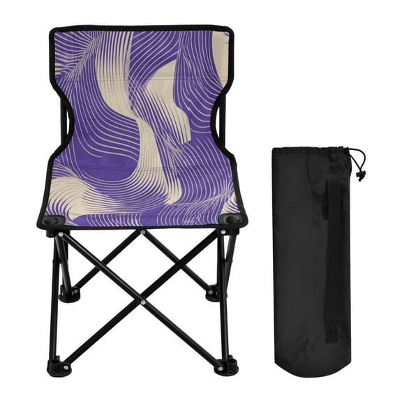 Folding Chair Camping Chair For Camping Picnicking Outdoor Beach and Travel Purple Chaotic Lines