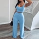 thumbnail image 2 of Conjunto de verano de 2 piezas para mujer: top corto sin mangas y pantalones anchos, tejido espaciador, cordón elástico, tallas S-XXXL para vacaciones, 2 of 4
