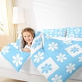 thumbnail image 4 of Manfei Cute Cartoon Flowers Bedding Comforter Set,Lovely Floral Blossom Twin Comforter Sets,White Blue Checkered Bedding Set For Kids,Microfiber Bedroom Decor Reversible,2pcs, 4 of 8