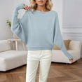 thumbnail image 2 of Womens Sweaters Womens Fall Clothes Oversized Batwing Sleeve Pullover Knit Sweater Crew Neck Long Sleeve Soft Casual Loose Fit Comfortable Fall Winter Fashion, 2 of 4