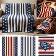 thumbnail image 6 of Americana summer Knitted Throw Blanket, USA American Flag Oversize Throw, Patriotic Striped Flannel Throw Blanket,Soft Lightweight Summer Sleeping Blanket, Red White Blue Couch Bed Blanket, 51" x 71", 6 of 6