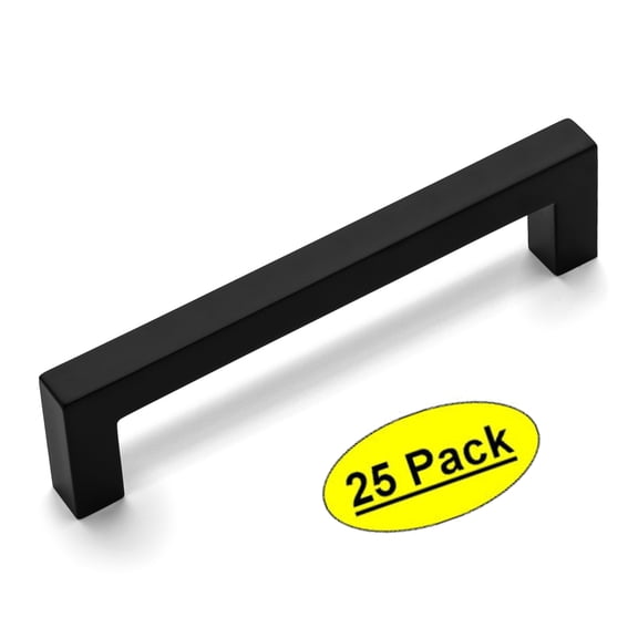 25 Pack - Cosmas 14777-89FB Flat Black Modern Cabinet Hardware Handle Pull - 3-1/2" Inch (89mm) Hole Centers
