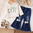 thumbnail image 2 of Dmsael Toddler Baby Girl Clothes Fall Winter Outfits Gifts Sweatshirt Bell Bottom Jeans Pants for 9Months-3 Year Girls (White,12-18 Months ), 2 of 7