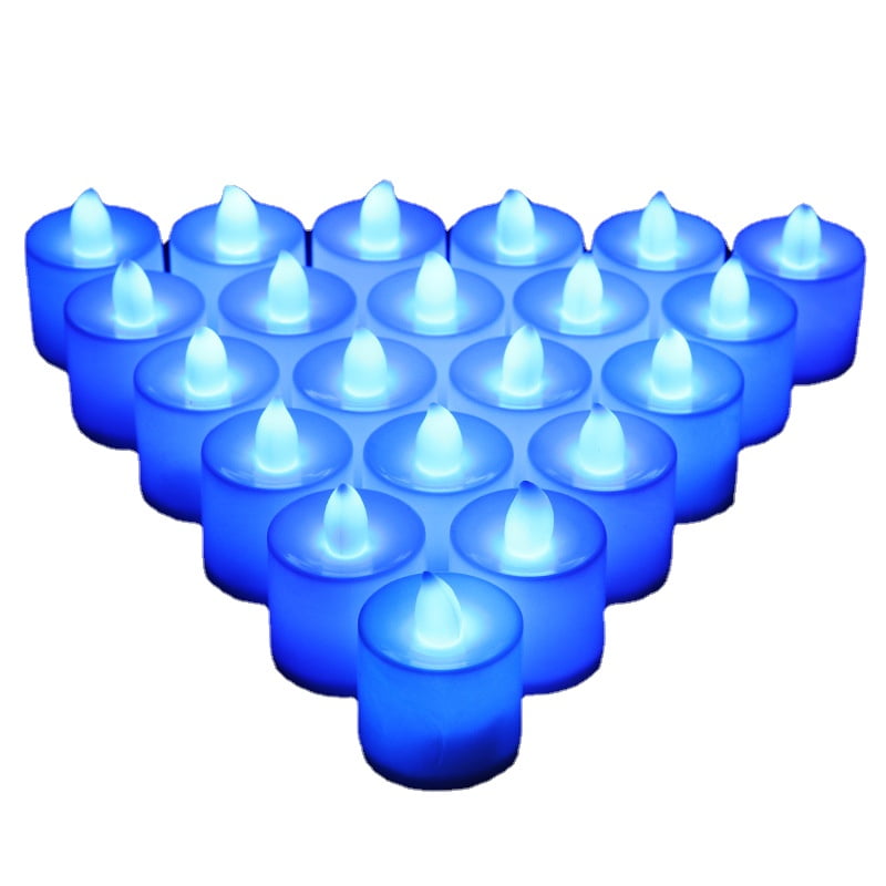 Coume 24 Pack Flameless Tea Lights Candles Blue LED Candles Halloween Flameless Flickering LED