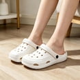 thumbnail image 6 of Men's Women's Garden Clogs, Classic Platform Clog Unisex -on Shoes Outdoor Beach Slippers Comfortable Mules Sandals(Male,White1), 6 of 8