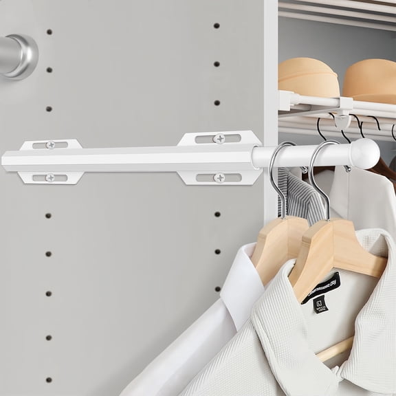 Valet Rod For Closet Pull Out, Heavy Duty Adjustable Valet Rod For Closet, Laundry Room, Bedroom, Bathroom (White)