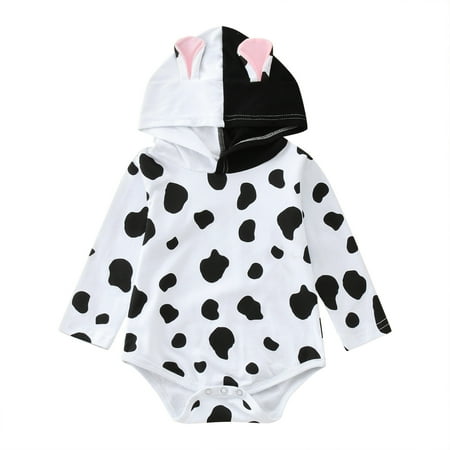 

cngelg Infant Baby Boys Girls Long Sleeve Cartoon Costumes Dairy Cow Hoodie Romper Bodysuit Clothes 12 Months Girl Clothes Girl Clothes 5t Babies Long Sleeve Shirts