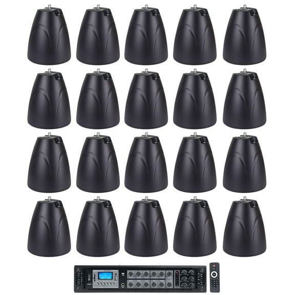 Rockville RCS650-6 650w 6 Zone Commercial/Restaurant Amp (20) Pendant Speakers