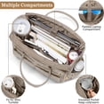 thumbnail image 2 of Teacher Tote Bag 15.6 inch Laptop Bag for Women, Work Bags Nurse Bible Bag Quilted Lightweight Laptop Tote Computer Briefcase for School Travel Office College, Beige, 2 of 7
