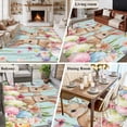 thumbnail image 5 of Large Area Rugs for Living Room Bedroom, Easter 6'x9' Rug Washable Carpet Runner Indoor Outdoor, Spring Rabbit Colorful Eggs Flowers Wooden Grain Non Slip Floor Mats Rug for Kitchen, Playroom, 5 of 8