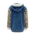 thumbnail image 4 of Tejiojio Coats Clearance Women's Long Sleeve Hooded Casual Plush Zip-Up Leopard Print Solid Color Patchwork Jacket Outwear Coat, 4 of 5