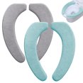 thumbnail image 1 of Funda de asiento de inodoro de franela suave y gruesa, paquete de 2 cojines de asiento cómodos y antideslizantes con espuma viscoelástica, 1 of 7