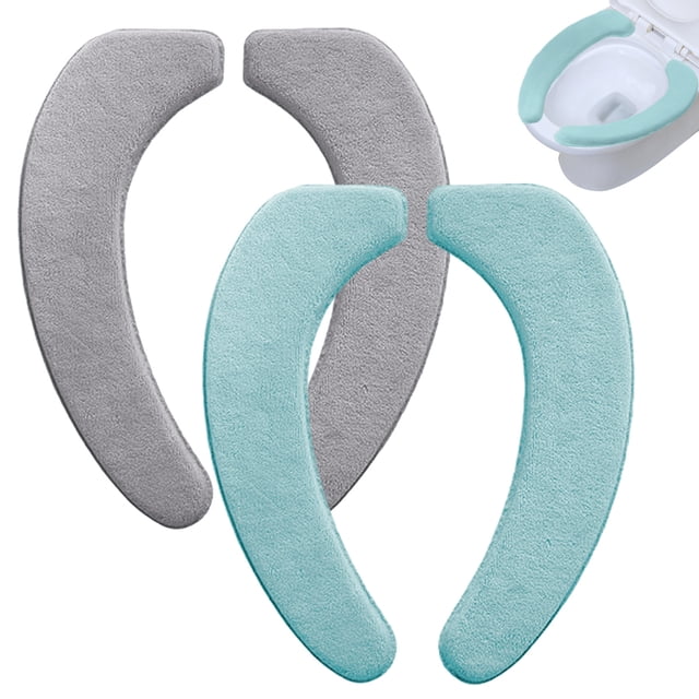 Funda de asiento de inodoro de franela suave y gruesa, paquete de 2 cojines de asiento cómodos y antideslizantes con espuma viscoelástica