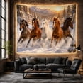 thumbnail image 6 of Horses Galloping in Snowy Mountain Landscape, Energetic Rustic Wall Art for Nature Lovers, Wintry Wildlife Decor, Housewarming Gift Tapestry Wall Hanging for Bedroom, Living Room and Dorm, 6 of 7