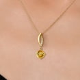 thumbnail image 3 of Gem Stone King 14K Yellow Gold Yellow Citrine and Lab Grown Diamond Pendant Necklace for Women | 1.53 Cttw | Gemstone November Birthstone | Round 8MM | With 18 inch Chain, 3 of 6