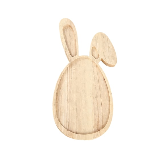 Wooden Easter Bunny Tray – Cartoon Rabbit Serving Platter for Snacks, Creative Easter Decorations & Party Food