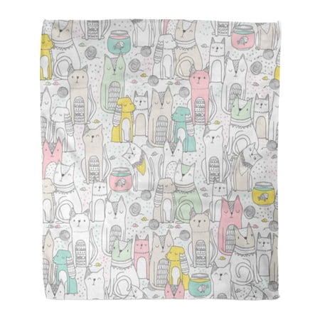 SIDONKU Throw Blanket Warm Cozy Print Flannel Colorful Pattern Funny Cats and Spaniel Dogs Adorable Pets Tillable Comfortable Soft for Bed Sofa and Couch 58x80 Inches