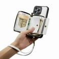 thumbnail image 6 of Decase Zipper Wallet Pocket Case for iPhone 12 Pro Max, Shockproof PU Leather Flip Case with Wrist Strap Purse Handbag Protective Cover, White, 6 of 6