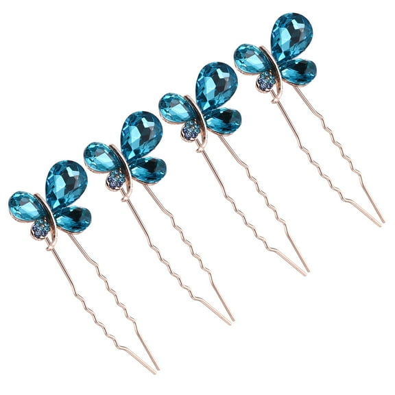 Niceauty 4Pcs U Shaped Crystal Hair Accessories for Women Hair Decoration Wedding Party