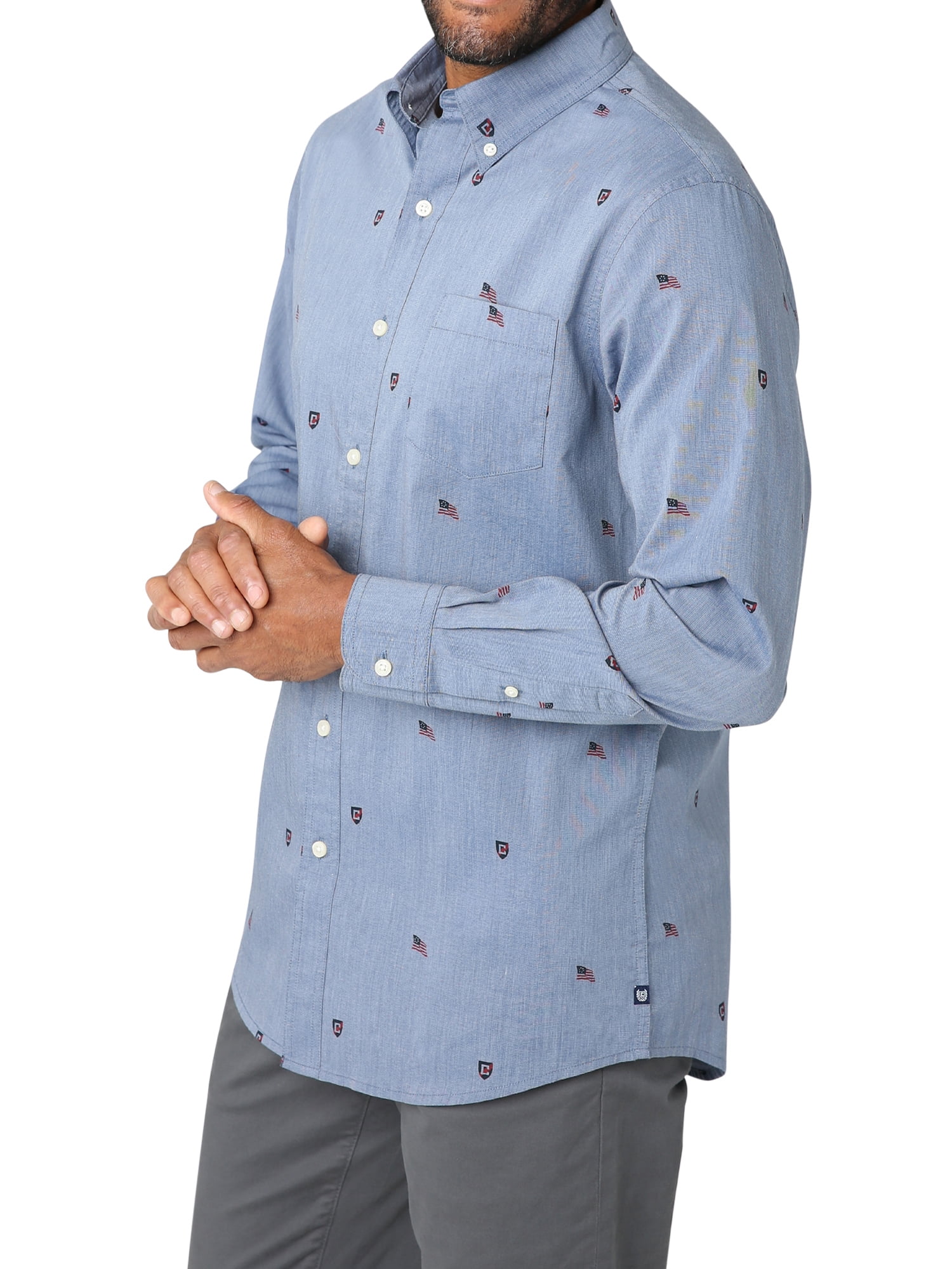 Chaps Men's Long Sleeve Sustainable Easy Care Woven Shirt -Sizes XS up to 4XB