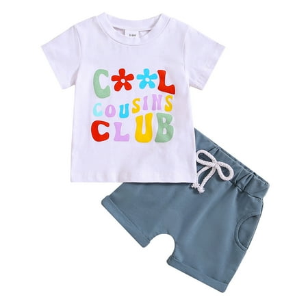 

XJDJHC Toddler Baby Boys Clothes Boys Short Sleeve Prints T Shirt Tops Shorts Child Kids 2PC Set Outfits Clothes Fashion Streetwear 18-24 Months