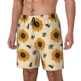 thumbnail image 2 of Uemuo Sunflowers And Bee Pattern Mens Swim Trunks Quick Dry Board Shorts with Mesh Lining, Stretch Beach Shorts Quick Dry No-Chafing Board Shorts-3X-Large, 2 of 9