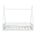 thumbnail image 4 of Euroco Twin Size House Platform Bed, Floor Bed with Guardrails for Kids Teens Room, White, 4 of 11