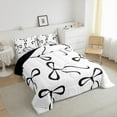 thumbnail image 3 of jejeloiu Chic Bowknot Ribbon Queen Comforter Set,Cute Kawaii Bowtie Bedding Sets,Black Girly Bow Bedding Comforter Set For Girls Teens,Luxury Bedroom Decor Reversible,3-Piece, 3 of 8
