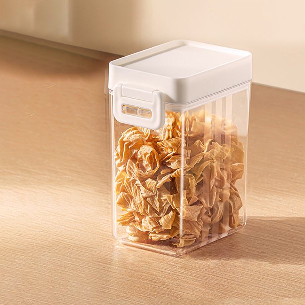 Botella de Almacenamiento de Alimentos con Botón de Presión, Contenedor de Alimentos Aire Tightly Sealed, Dispensador de Granos, para Panadería, para Oficina, de Acero Inoxidable, con Cierre