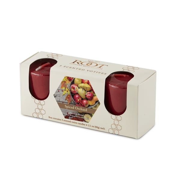 Root Candles Scented 20 Hr. Votive, Spiced Orhcard, box of 3 ea