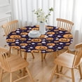 thumbnail image 3 of Fitted Halloween Round Tablecloth with Elastic Edge - 52 Inch Spooky Table Cover for Dining Kitchen Party, Washable, 3 of 6