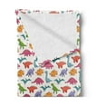 thumbnail image 2 of Dinosaur Soft Flannel Fleece Throw Blanket, Variety of Dinosaurs in Colorful Cartoon Style Archeology Pattern Summer, Cozy Plush for Indoor and Outdoor Use, 60" x 80", Multicolor, by Ambesonne, 2 of 5