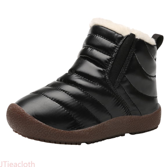 JTieacloth Toddler Girls Snow Boots Children Shoes Comfortable Soft Sole Plus Velvet Warm Snow Boots Fashion Outdoor Warm Children Snow Boots,Black