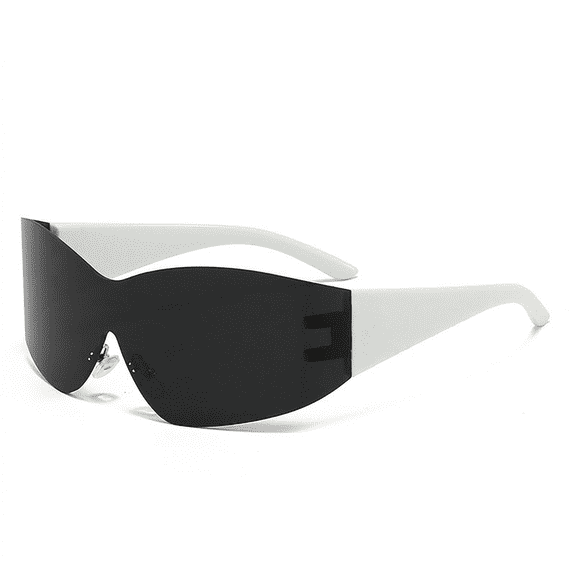Men's Irregular Rimless Polarized Sunglasses UV Protection Lightweight Large Frame Shades for Driving Cycling Daily Wear