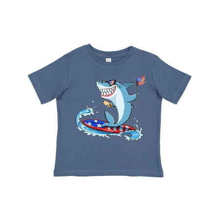 

Inktastic Fourth of July Shark Surfing Gift Toddler Boy or Toddler Girl T-Shirt