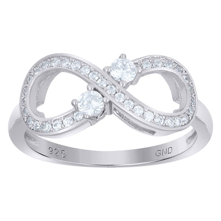 925 Sterling Silver Womens Cubic Zirconia Infinity Fashion Ring Size 7