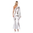 thumbnail image 3 of YiZYiF Womens 70s Disco Outfits One Shoulder Shiny Metallic Bell Bottom Dance Jumpsuit Clubwear Silver XXL, 3 of 6