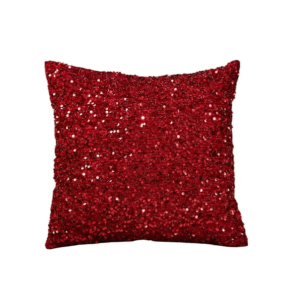 Violet Linen Twinkle Sparkling Sequins Pattern, Polyester, Solid Poly Backing, Burgundy, 18 Inch x 18 Inch, Decorative Throw Pillow