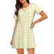 thumbnail image 1 of Disketp Lemon Yellow Checkboard para Camisón Corto de Manga Corta para Mujeres, Camisón Cómodo con Escote Redondo, Bonito y Confortable, 1 of 6